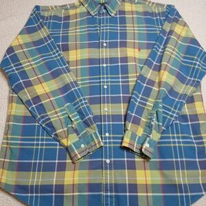 Polo Ralph Lauren Plaid Button Down Shirt 2XLT Big Tall Blue Green